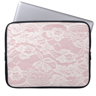 White Snöre på Pastel Rosa Linen Struktur Laptop Fodral