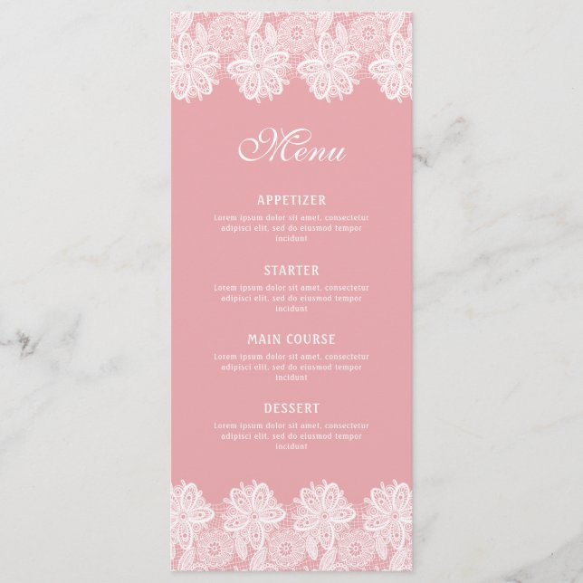 White Snöre på Rosa Classic Menu Meny (Framsida)