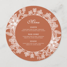 White Snöre på Terracotta Round Menu Meny