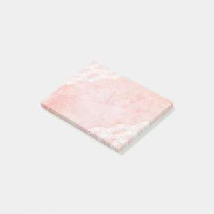 White snöre Rosa post-it notes Block