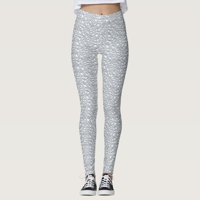White Snöre Yoga Gym Exercise Leggings Byxor (Framsida)