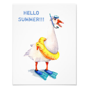 White Snorkeling Goose Fototryck