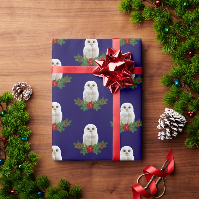 White Snow Christmas Owl Presentpapper (Julgåva)