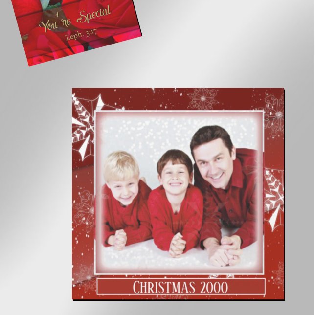 White Snow on Red Canvas Christmas Magnet (Skapare uppladdad)