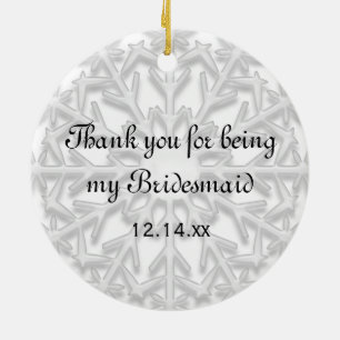 White Snowflake Bridesmaid Tack Photo Julgransprydnad Keramik