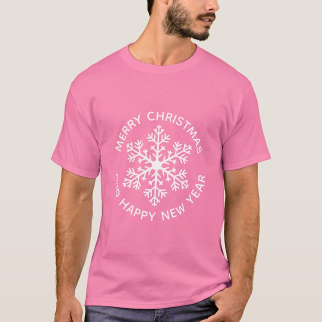 White Snowflake Helgdag T-Shirt (Framsida)