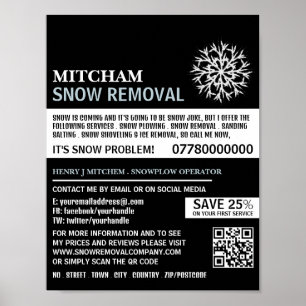 White Snowflake, Snö Removal Company Advertising Poster