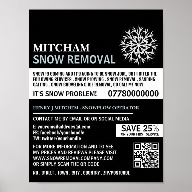 White Snowflake, Snö Removal Company Advertising Poster (Framsidan)