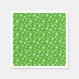 White Snowflakes on Green Winter Pattern Pappersservett