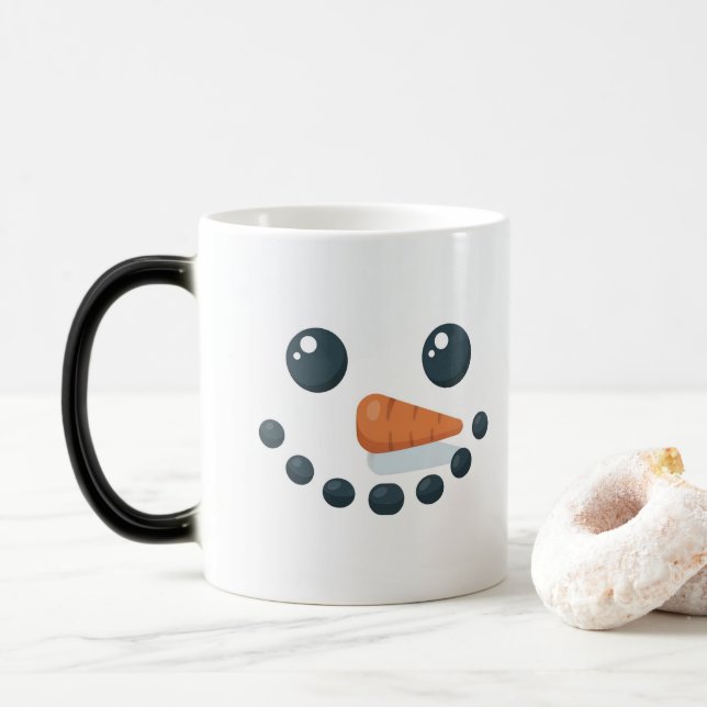 White Snowman Features Carrot Morphing Mug Magisk Mugg (Med munk)
