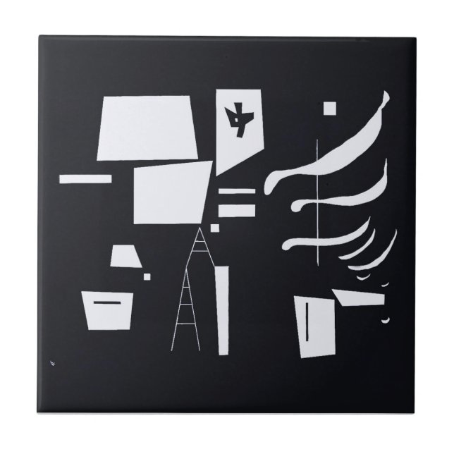 White-Soft and Hard - Kandinsky Kakelplatta (Framsidan)