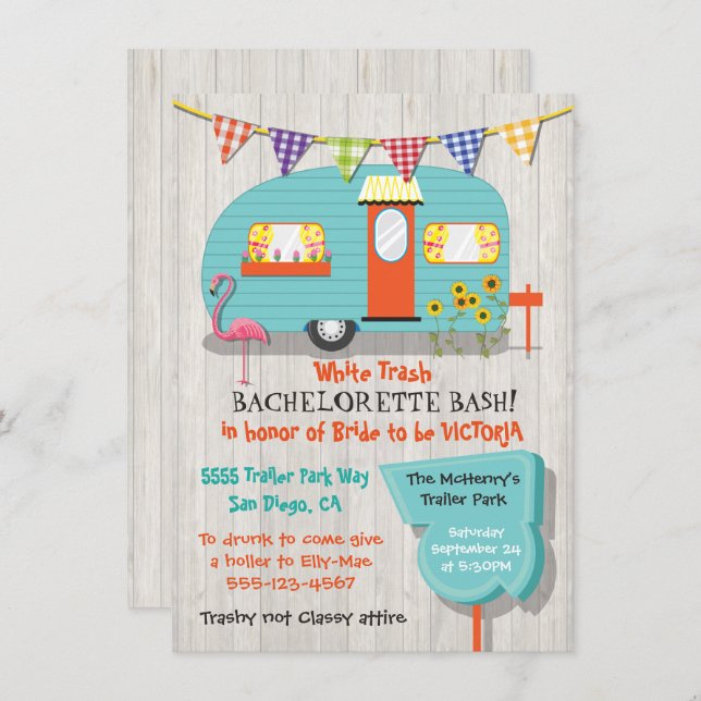 White Sopor Bachelorette-baspartiets inbjudan (Fram/baksida)