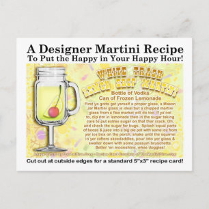 White Sopor Lemon Drop Joke Martini Recipe Postcar Vykort