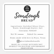 White Sourdough Ingredients Cottage Law Sticker