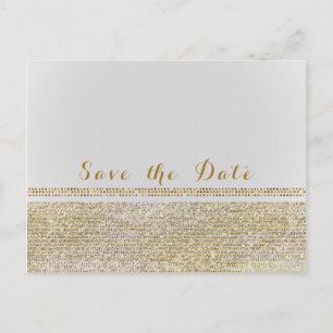 White & Sparkling Gold Glam Chic Spara datum Meddelande Vykort