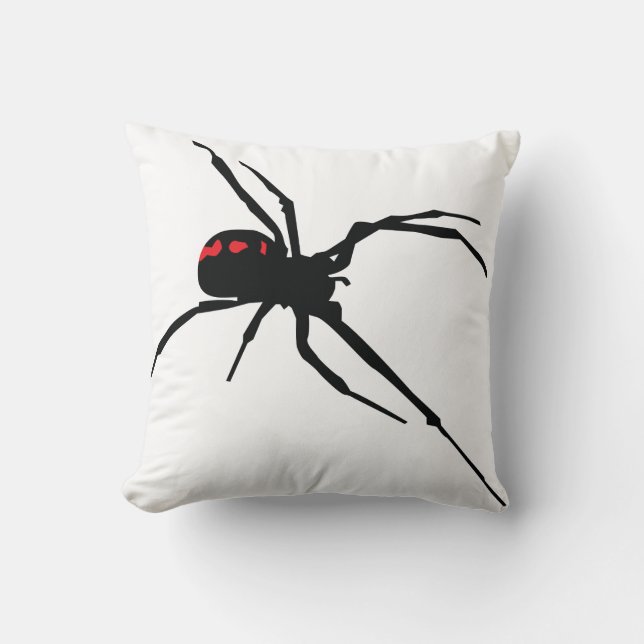 WHITE SPIDER FRONT / BLACK WEB BACK PILLOW KUDDE (Framsida)
