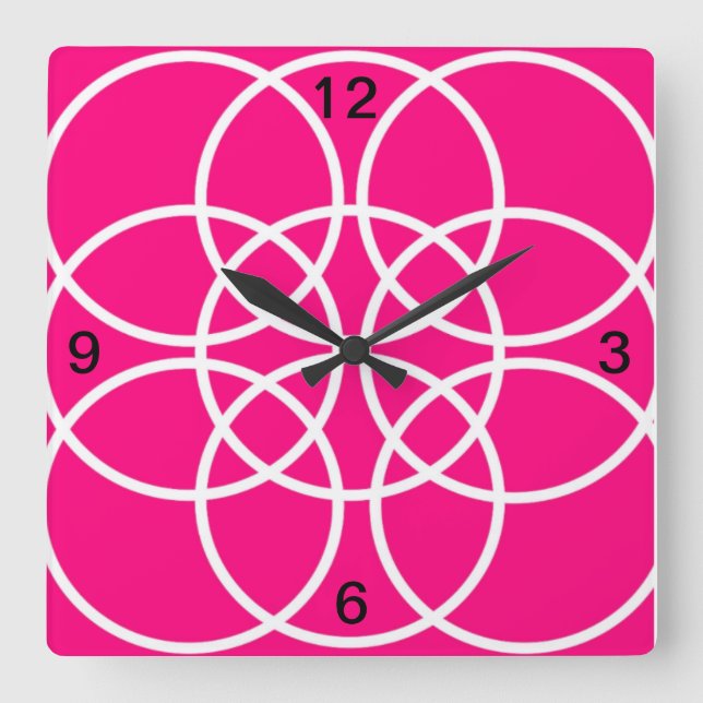 White Spiral på Bright Rosa Fyrkantig Klocka (Framsida)