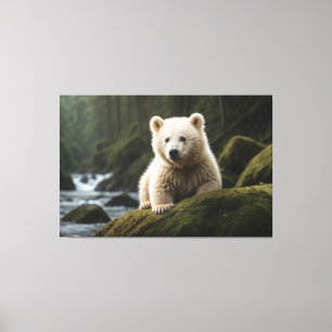 White Spirit Bear Unge Wildlife Art Canvastryck