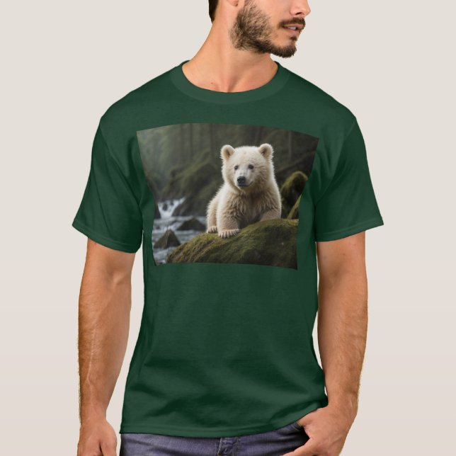 White Spirit Bear Unge Wildlife Art T Shirt (Framsida)