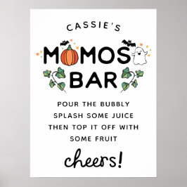White Spooky Halloween Baby Shower Momosa Pub Poster