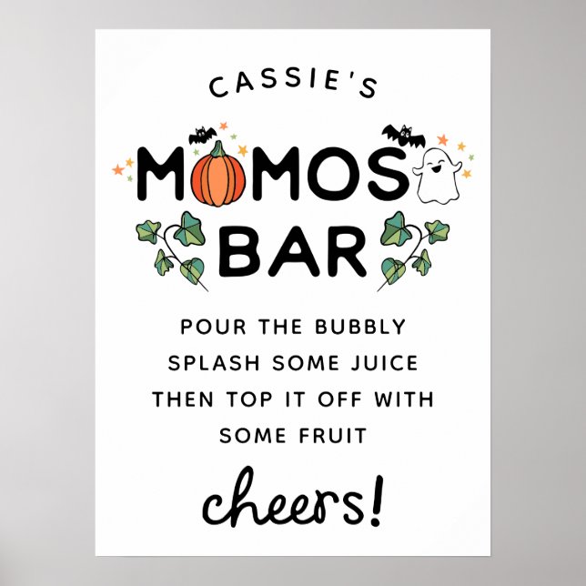 White Spooky Halloween Baby Shower Momosa Pub Poster (Framsidan)