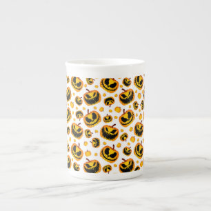 White Spooky Halloween Pumpkin Benporslin Mugg