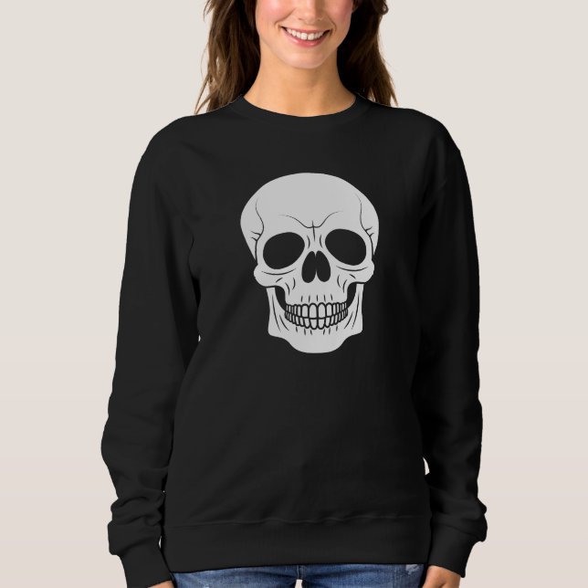 White Spooky Skull Silhouette Simple Halloween T Shirt (Framsida)