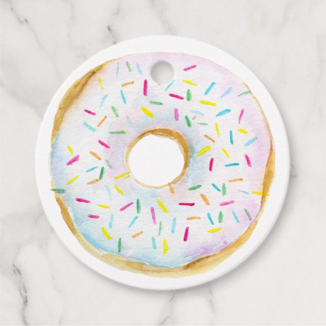 White Sprinkle Donut Baby Shower Tack Gåvor Etiketter (Framsida)