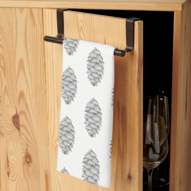 White Spruce Cone Dish Towel Kökshandduk (Thirds Fold)