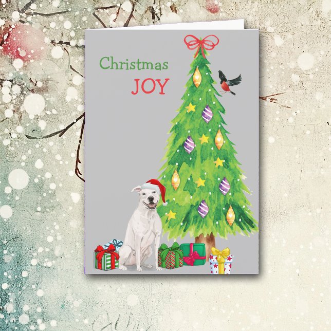 White StaffordTerrier och Helgdag Helgkort (Skapare uppladdad)