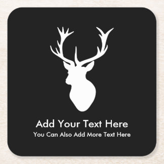 White Stag Head med Antlers Underlägg Papper Kvadrat