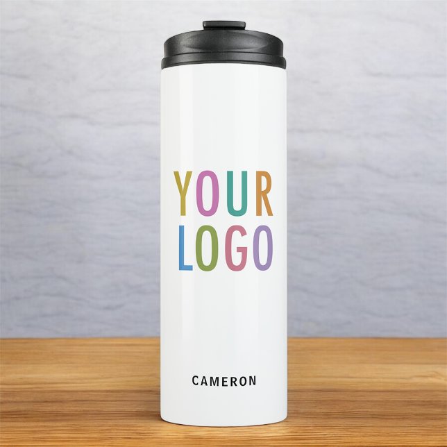 White Stainless Steel Tumbler Business Logotyp 12  (MISOOK 12 oz White Tumbler with Logo and Name)