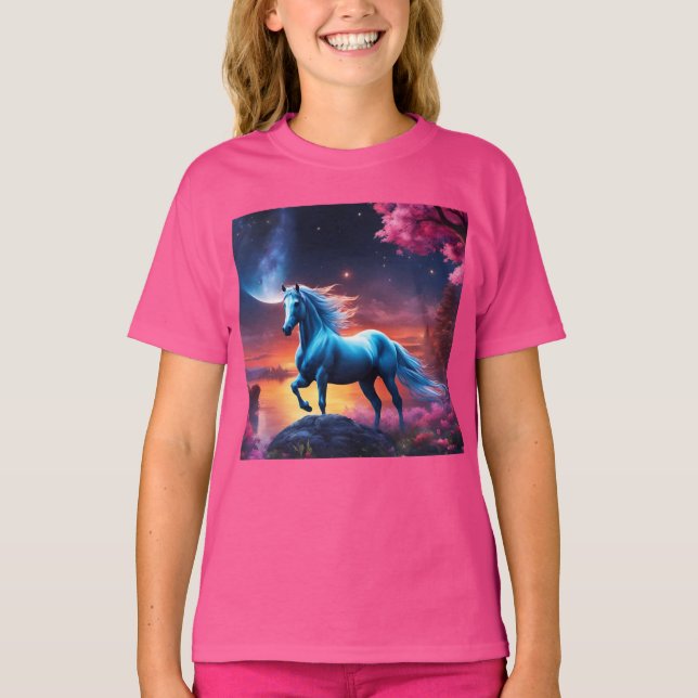 White Stallion Fantasy Rosa Garden T Shirt (Framsida)