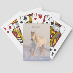 White Stallion Horse in Winter Snö Personlig Casinokort