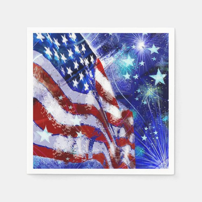 White Standard Luncheon Napkin/Independence day Pappersservett (Framsidan)