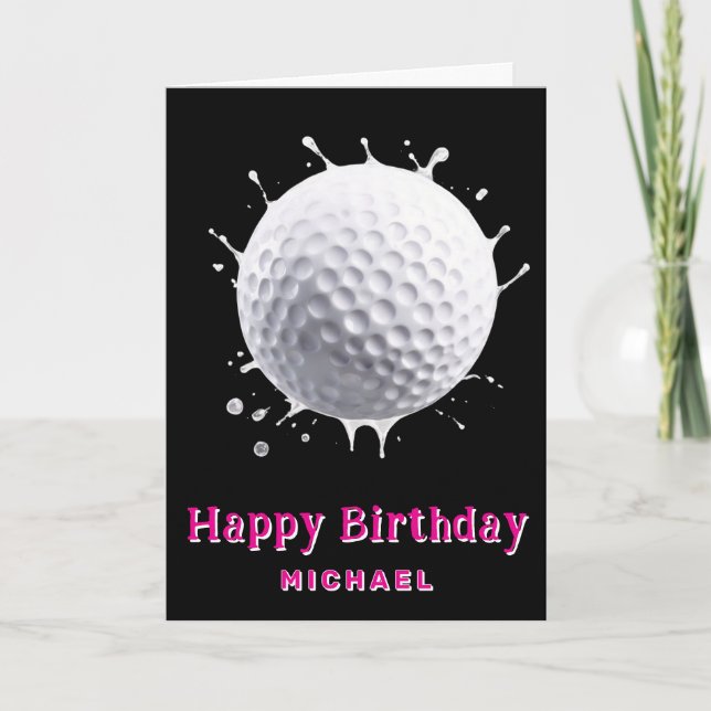 *~* WHITE Stänk Golf Boll AP94 Birthday Card Tack Kort (Framsida)