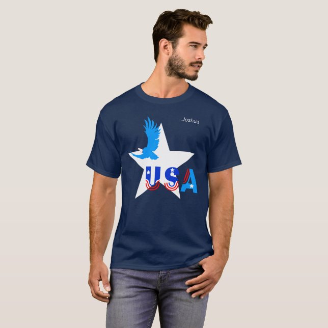White Star, Bold Eagle, USA, anpassningsbar text T Shirt (Hel framsida)