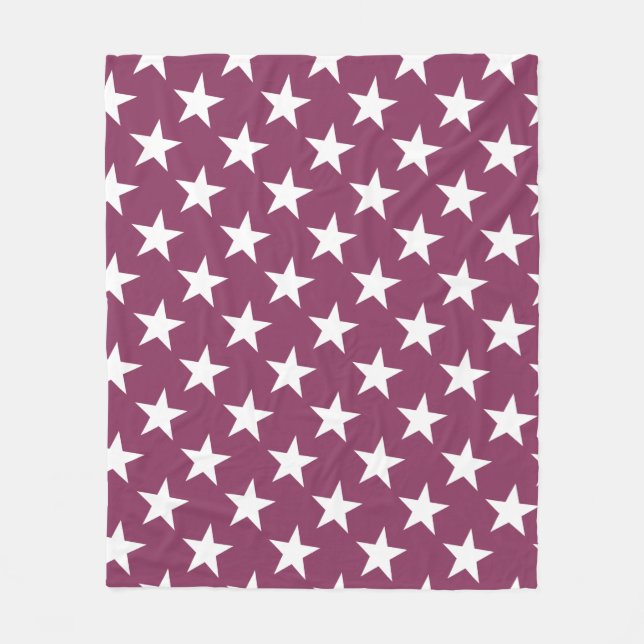 White Star Chic Bordeaux Färg Design Modern Stars Fleecefilt (Framsidan)