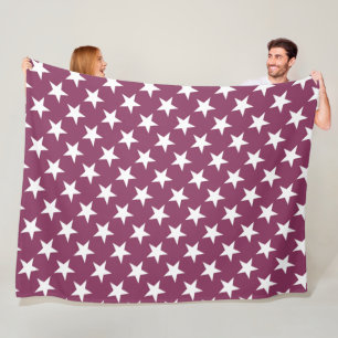 White Star Chic Bordeaux Färg Design Modern Stars Fleecefilt
