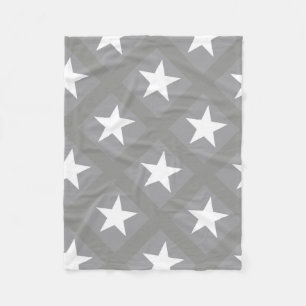 White Star Elegant Grått Färg Design Stars Fleecefilt