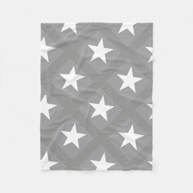 White Star Elegant Grått Färg Design Stars Fleecefilt (Framsidan)