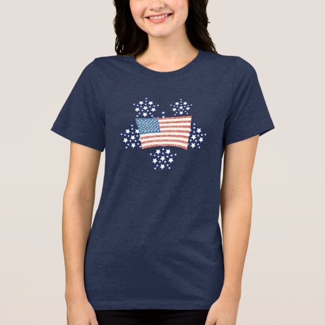 White Star Fire Works och Pointillism Flag T-shirt (Framsida)