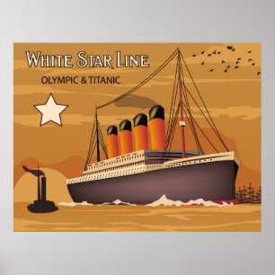 White Star Line, Olympic and Titanic Oversea Frakt Poster