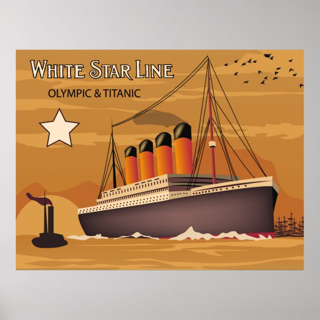 White Star Line, Olympic and Titanic Oversea Frakt Poster (Framsidan)