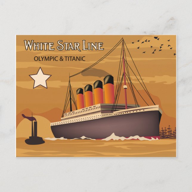 White Star Line, Olympic and Titanic Oversea Frakt Vykort (Framsida)