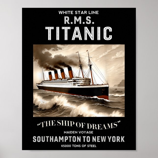 White Star Line Rms Titanic Ship Boys Kids Men  Poster (Framsidan)