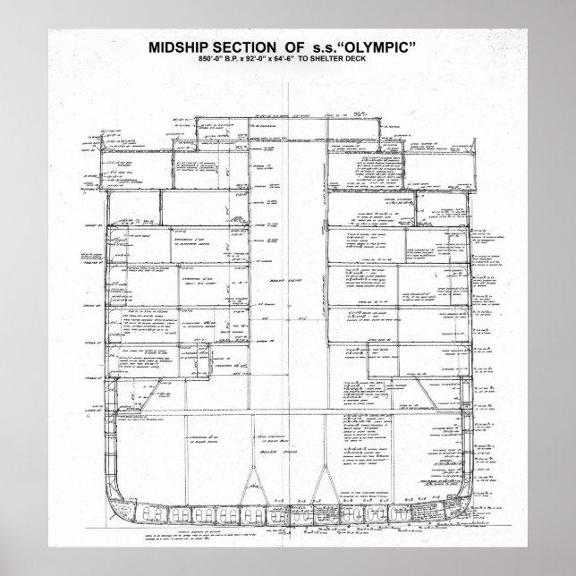 White Star Line S.S. Olympic HalSection 1913 Poster (Framsidan)