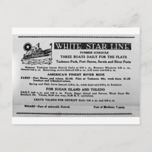 White Star Line Summer Schedule Tashmoo Park Vykort