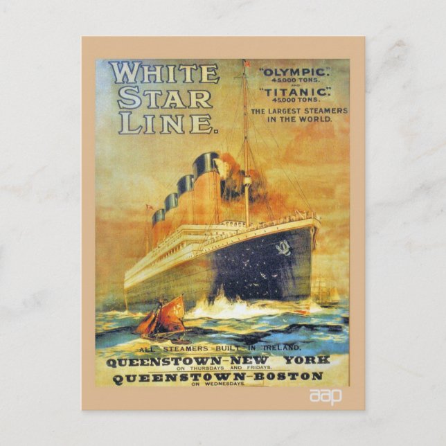 White Star Line Titanic & Olympic AD Vykort (Framsida)