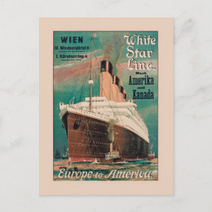 White Star Line Vintage affisch 1914 Vykort